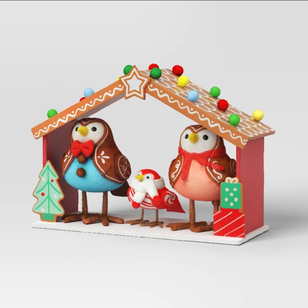 Featherly Friends Gingerbread Fabric Bird Set - Unopened